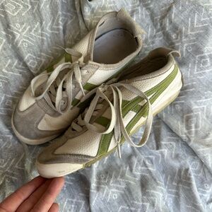 Onitsuka Tiger DL408 Mexico 66 Avocado Green and White Athletic Sneakers